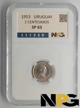 1953 Uruguay 2 Centesimos