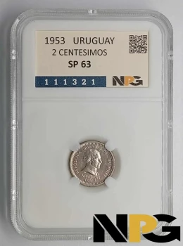 1953 Uruguay 2 Centesimos