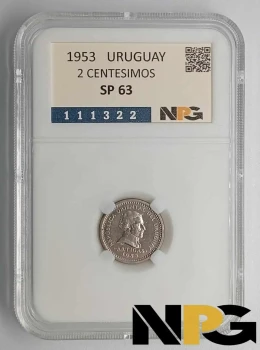 1953 Uruguay 2 Centesimos