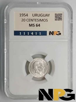 1954 Uruguay 20 Centesimos