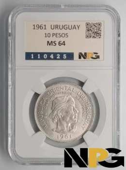 1961 Uruguay 10 Pesos