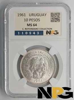 1961 Uruguay 10 Pesos