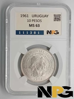 1961 Uruguay 10 Pesos