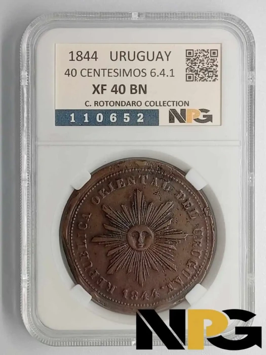 1844 Uruguay 40 Centesimos 6.4.1.