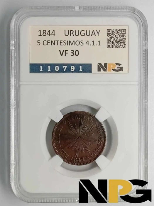 1844 Uruguay 5 Centesimos 4 1 1 - Uruguay