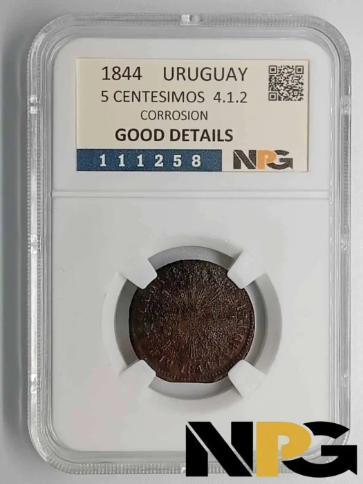 1844 Uruguay 5 Centesimos 4 1 2 1 - Uruguay