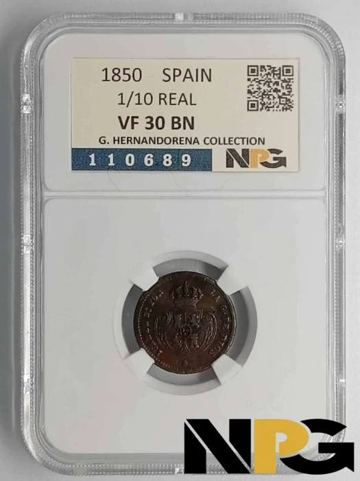 1850 SPAIN  1/10 DE REAL
