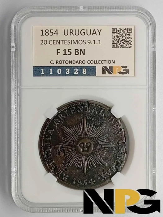 1854 Uruguay 20 Centesimos 9.1.1.