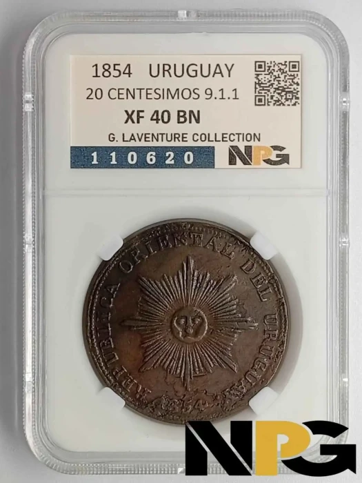 1854 Uruguay  20 CENTESIMOS 9.1.1.