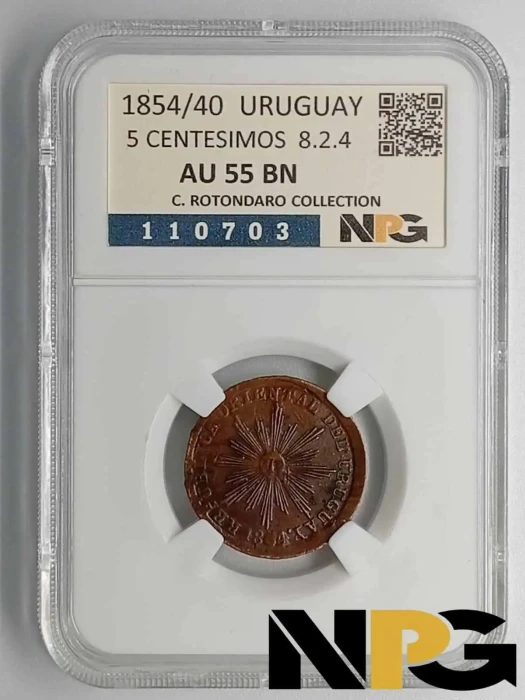 1854 Uruguay 5 Centesimos 8.2.4