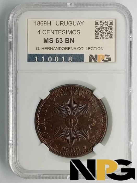 1869H Uruguay 4 Centesimos