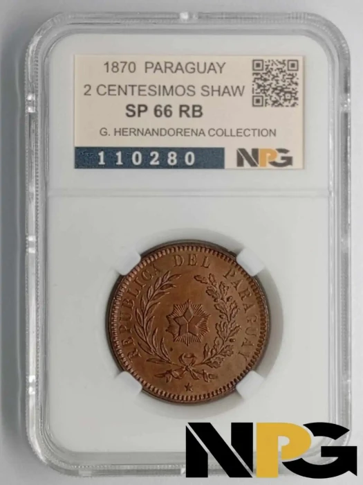 1870 Paraguay 2 CENTESIMOS SHAW