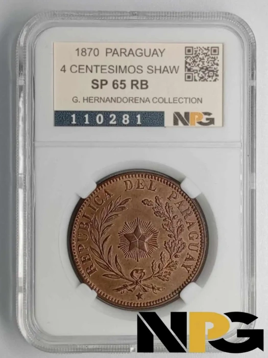 1870 Paraguay 4 CENTESIMOS SHAW