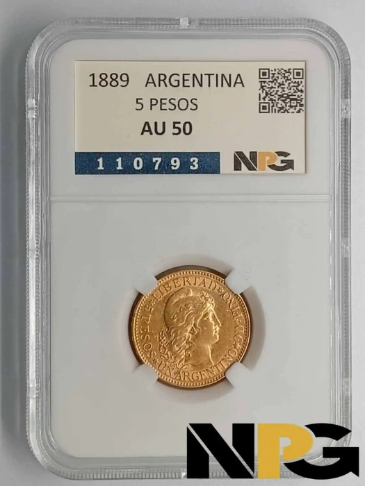 1889 Argentina 5 Pesos