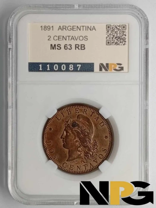 1891 Argentina 2 Centavos