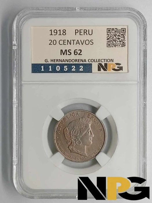 1918 Peru 20 Centavos