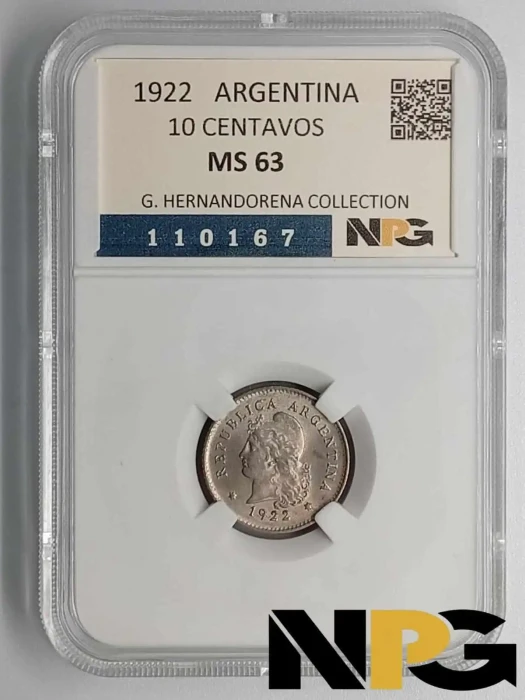 1922 Argentina 10 Centavos