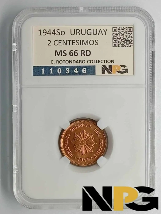 1944 Uruguay 2 Centesimos