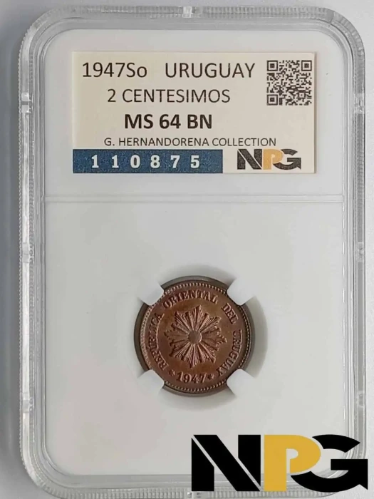 1947So Uruguay 2 Centesimos