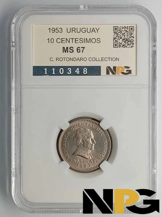 1953 Uruguay 10 Centesimos