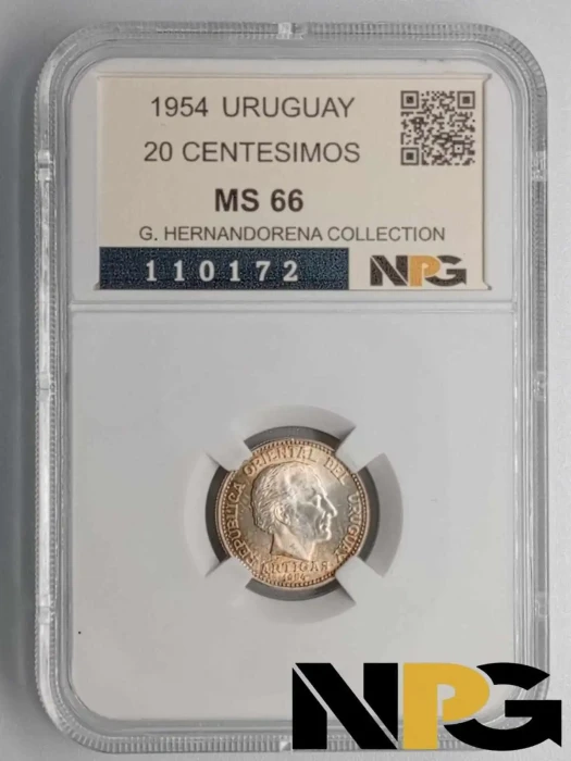 1954 Uruguay 20 Centesimos