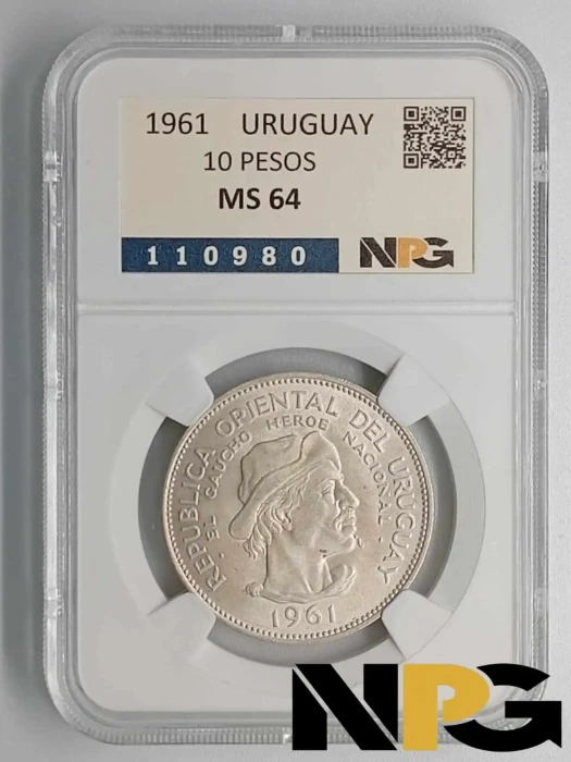1961 Uruguay 10 Pesos